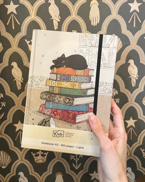 Cuaderno gato con libros A5