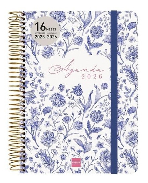 Agenda anual 2026 flores azules (15x21)