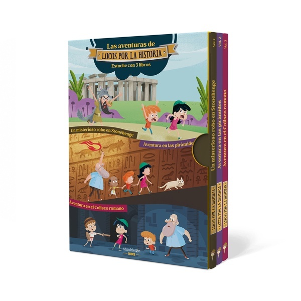 Las aventuras de Locos por la historia. Pack de 3 libros para niños de 5 a 9 años 'Viaja a la Prehistoria, el Antiguo Egipto y la Antigua Roma y vive grandes aventuras'