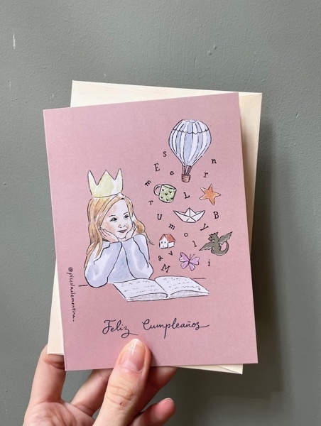 Tarjeta cumpleaños rosa