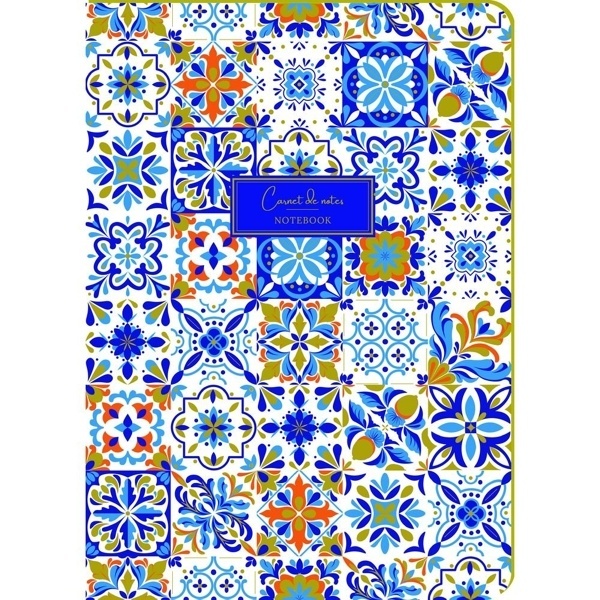 Cuaderno A5 azulejos (cantos dorados) (192 hojas)