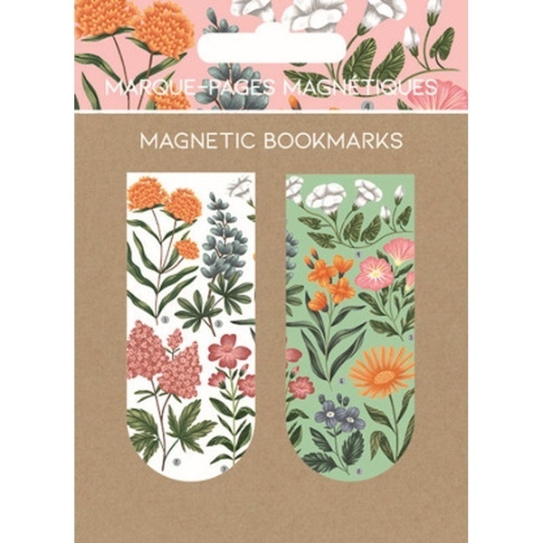 Marcapáginas magnéticos - Flores en blanco y verde