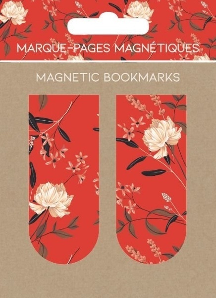 Marcapáginas magnéticos - Flores en rojo