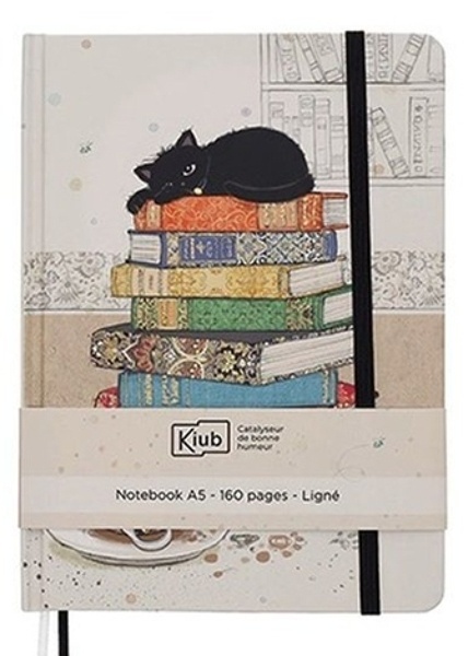 Cuaderno gato con libros A5