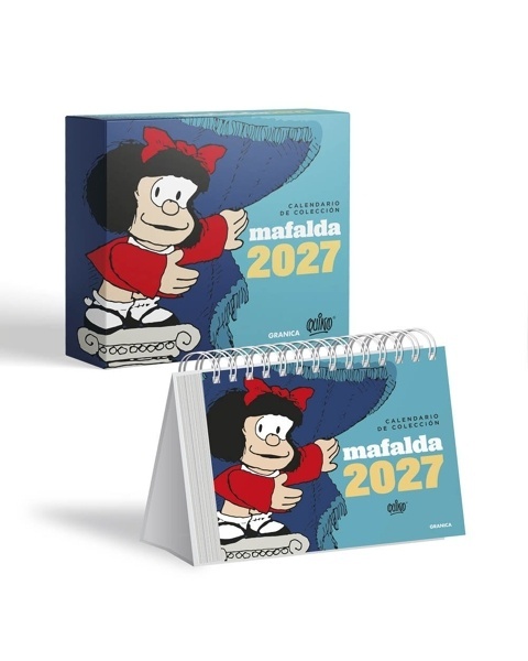 Calendario 2027 Mafalda mesa pequeño azul (con caja)