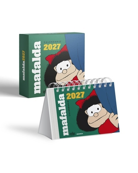 Calendario 2027 Mafalda mesa pequeño verde (con caja)