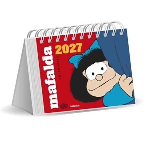 Calendario 2027 Mafalda mesa pequeño rojo