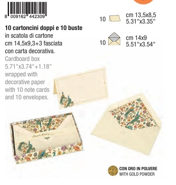 Pack 10 tarjetas + 10 sobres Peacock (9x14 cm)